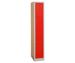 Garderobebox SMS104 1x4 grå/rød