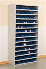 Reolskab, 12 hylder, 72 deleplader, 2000x1000x400mm, grå